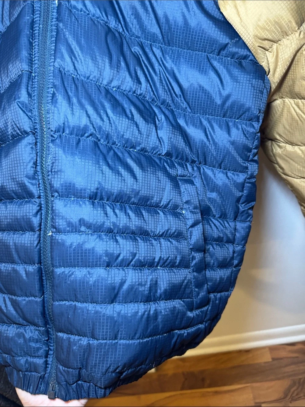 The North Face reversible double sided down Jacket - Navy & Mustard boy XL